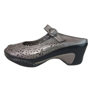 Croft & Barrow Mules Women's 8.5 Grey Metallic Slip-on Heeled Shoes